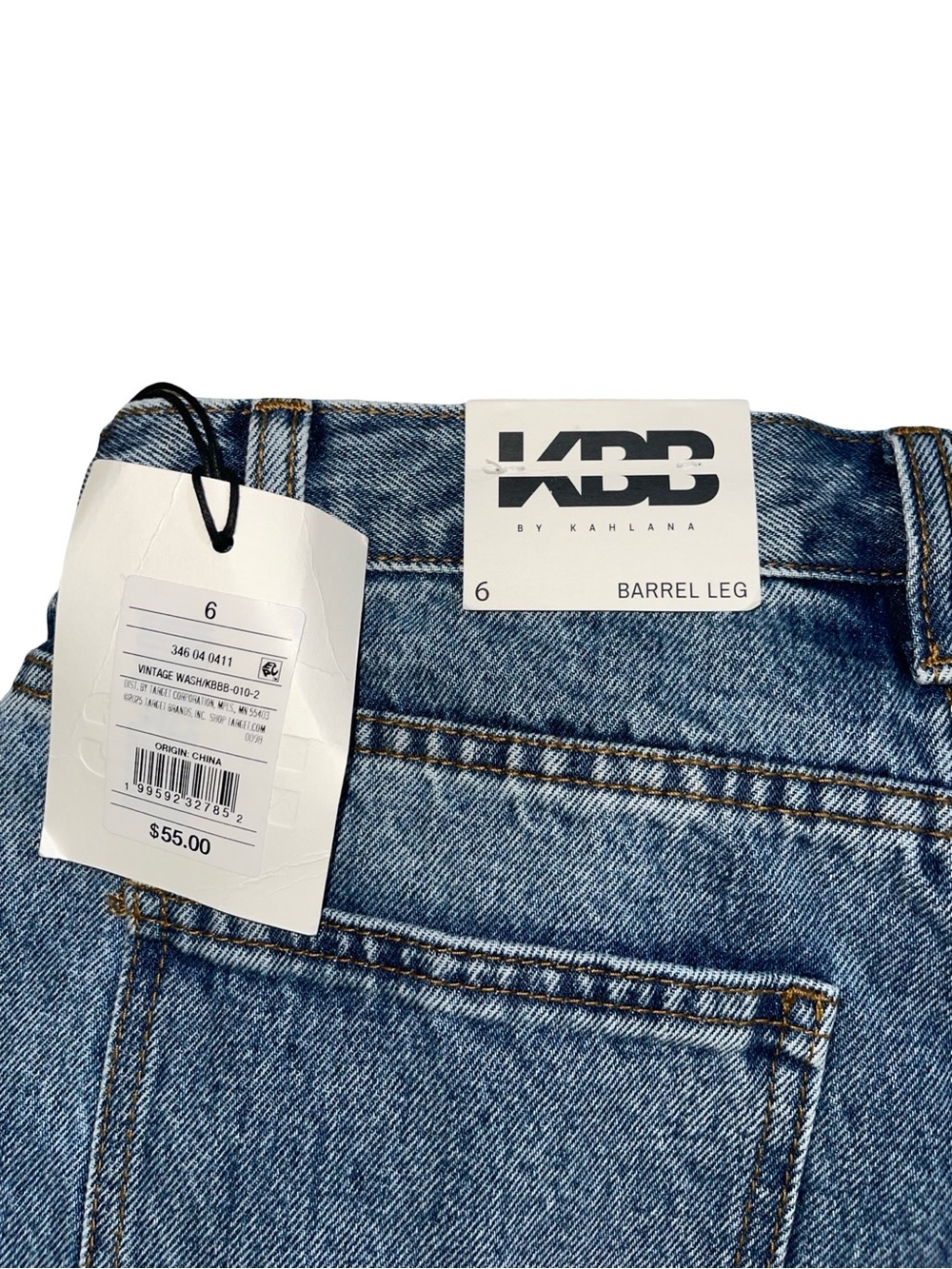 KBB by Kahlana The Lynnox Wide Leg Drawstring Jeans Wash Blue Size 6 NWT - Picture 10 of 11